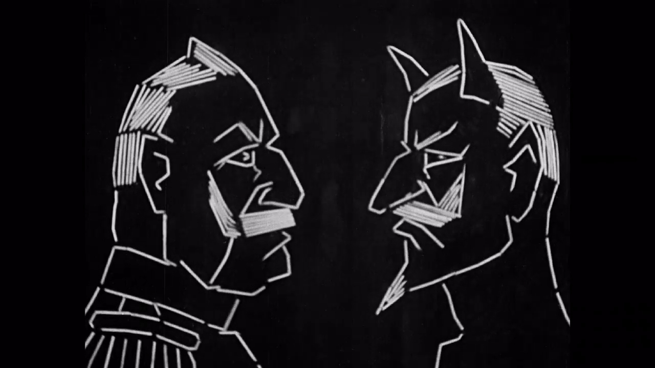 The hand of the artist tweaks the nose of “Kaiser Bill” and friends in this episode from an early animated propaganda series