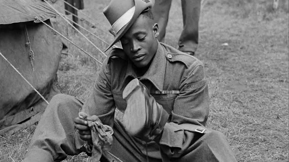 Soldiers from the far reaches of the British Empire arrive in London to take part in the official commemoration of the end of war in Europe.