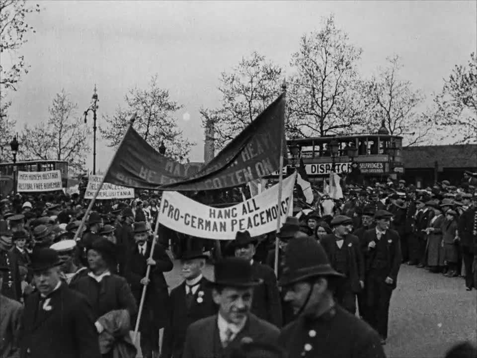 One year on from the tragic sinking of RMS Lusitania, the 1198 dead are remembered with grief and anger.
