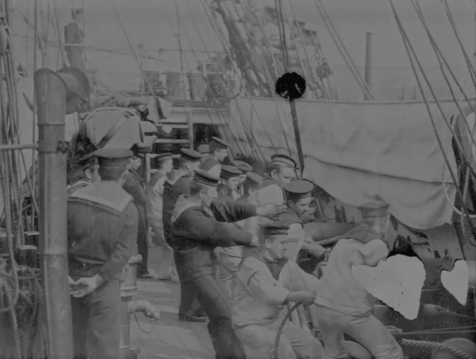 Naval trainees show off their weapons prowess for the camera
