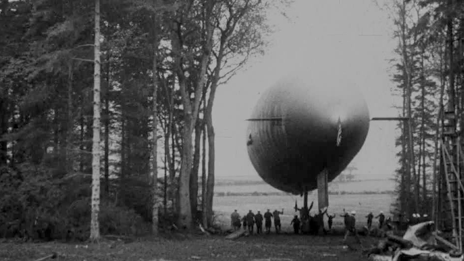 Coming out, going up and landing – a British-built Sea Scout Zero class blimp is put through its paces with the US Navy