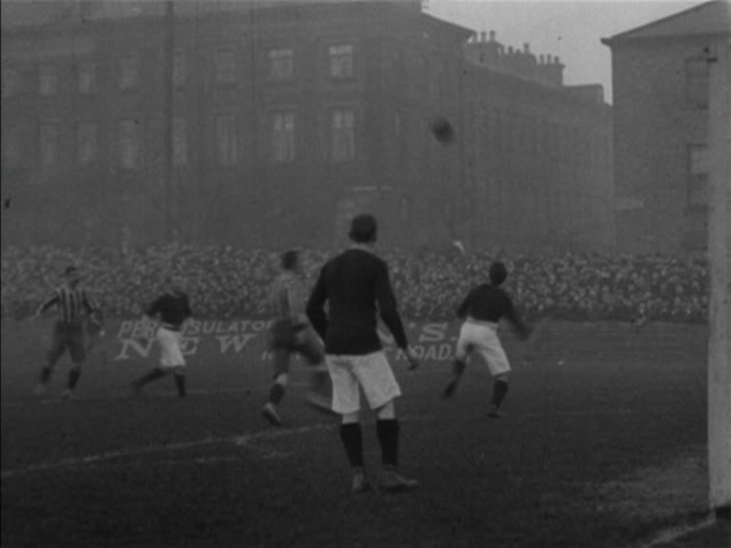 An Edwardian football match at Newcastle's St James' Park ground.