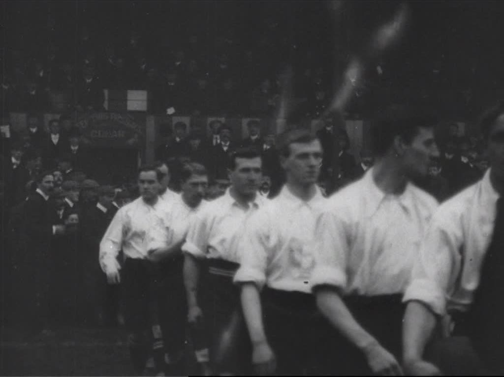 An Edwardian contest between teams representing the English and Irish Football Leagues, with plenty of goal-line action.