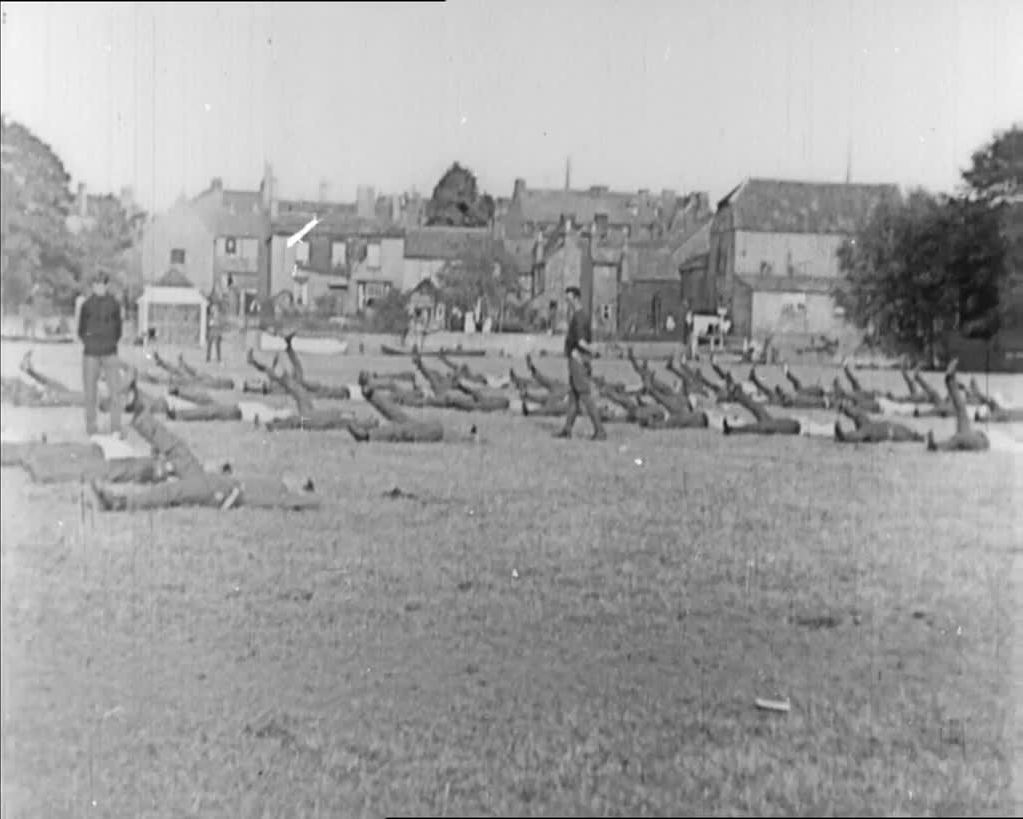 Rare film of soldiers working out before heading to the battlefields.