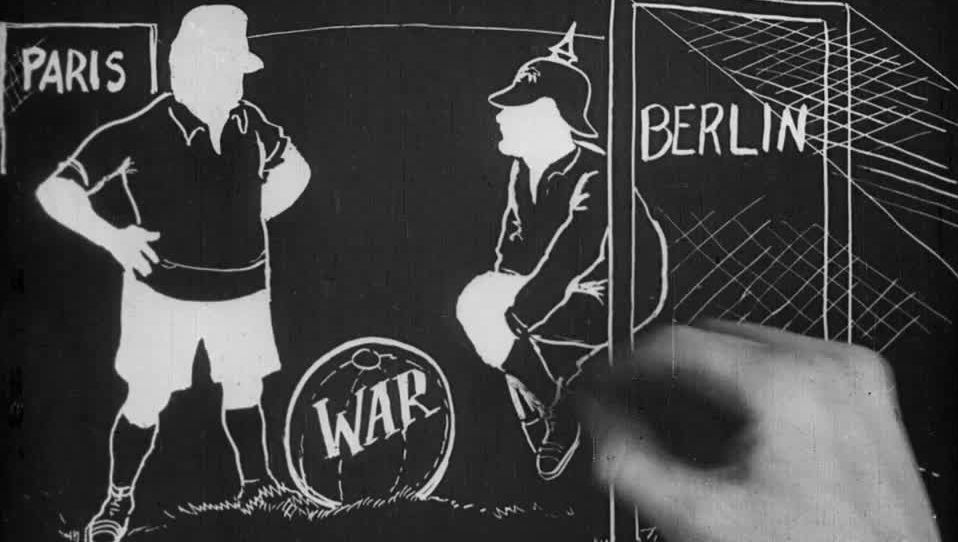 A cartoonist sketches out the grim stalemate of WWI through the metaphor of football.