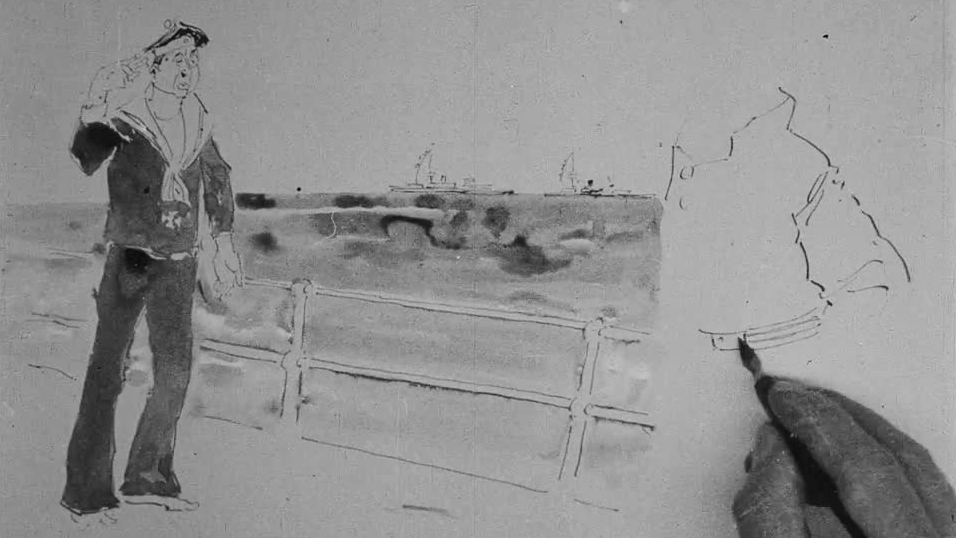 Follow the lightning-quick hand of the artist behind a series of comic cartoon sketches poking fun at the enemy during WWI.